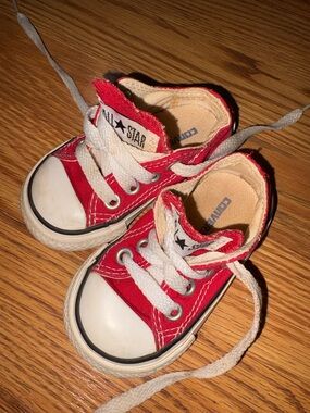 Classic Red Canvas Kids Lace-Up Sneakers